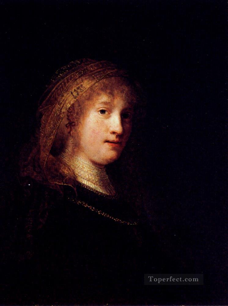 Saskia con velo retrato Rembrandt Pintura al óleo